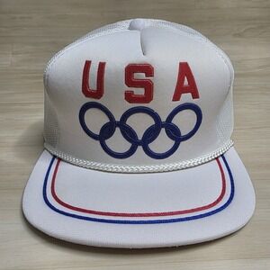 Vintage USA Olympics Drew Pearson Clutch 80s Licensed Trucker Mesh Snapback